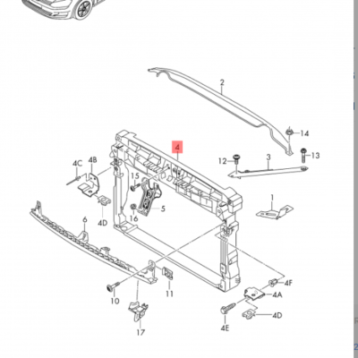 RADIATOR SUPPORT (THICK)  VW GOLF 7 / 7,5 Part number 5G0805588L