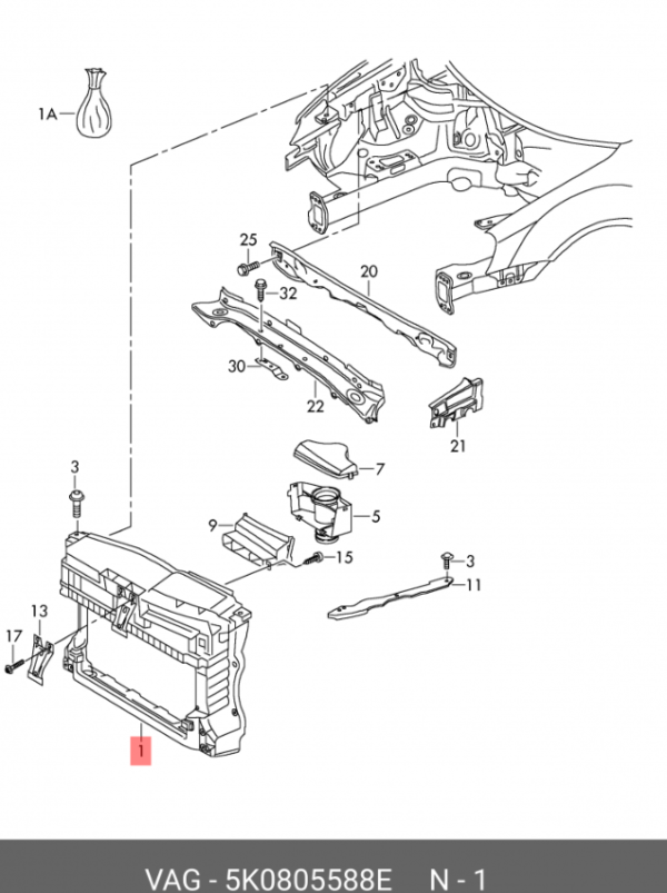 RADIATOR SUPPORT (THICK)  VW GOLF 6/5K0805588 - Image 2