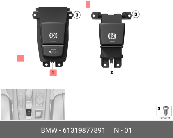 HAND BRAKE LEVER COVER -PARK- BMW F07 F01  X5 F15  X6 F16 | 61319877891 - Image 2