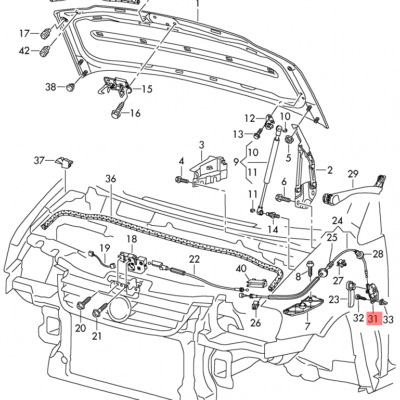 HANDLE FOR HOOD VW CADDY 2004-2020 | 1T1823633B