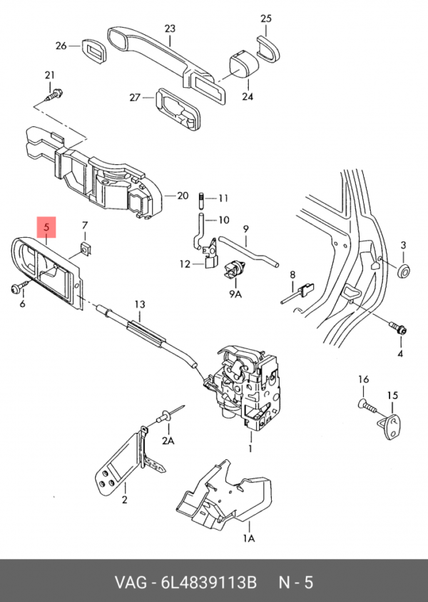 INNER DOOR HANDLE SEAT IBIZA | 6L4839113B - Image 2