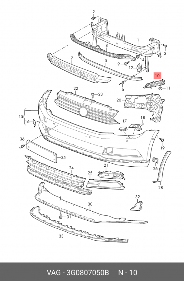 BRACKET FOR FRONT BUMPER VW PASSAT 2019>> R | 3G0807050B - Image 2